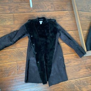 Black Faux fur coat. Inside fur. H&M